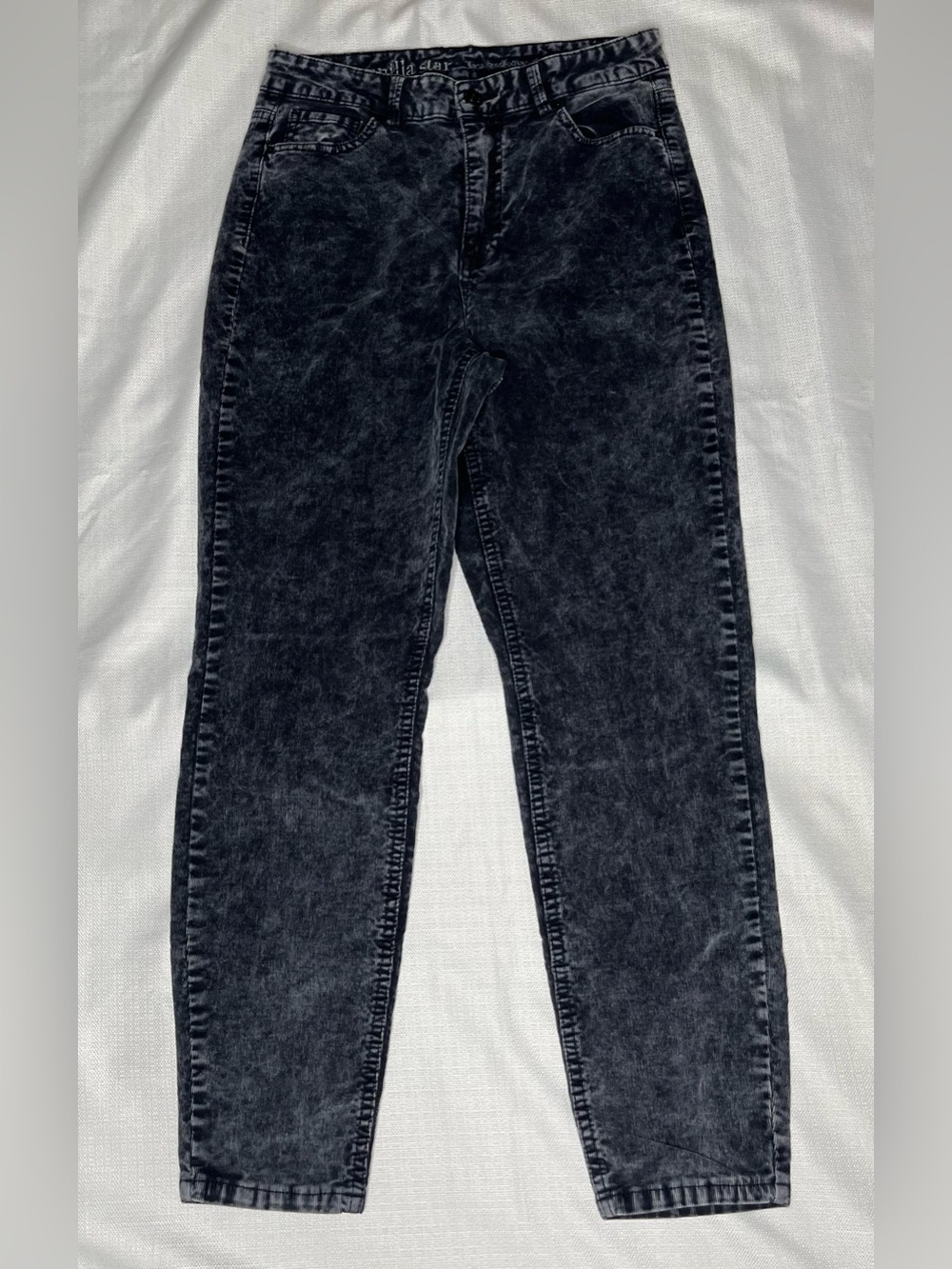 Vanilla Star High Rise Acid Wash Corduroy Pants Washed Black 90s Grunge Chic